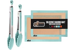 Gorilla Grip Silicone Tongs and Baking Mat Set in Mint