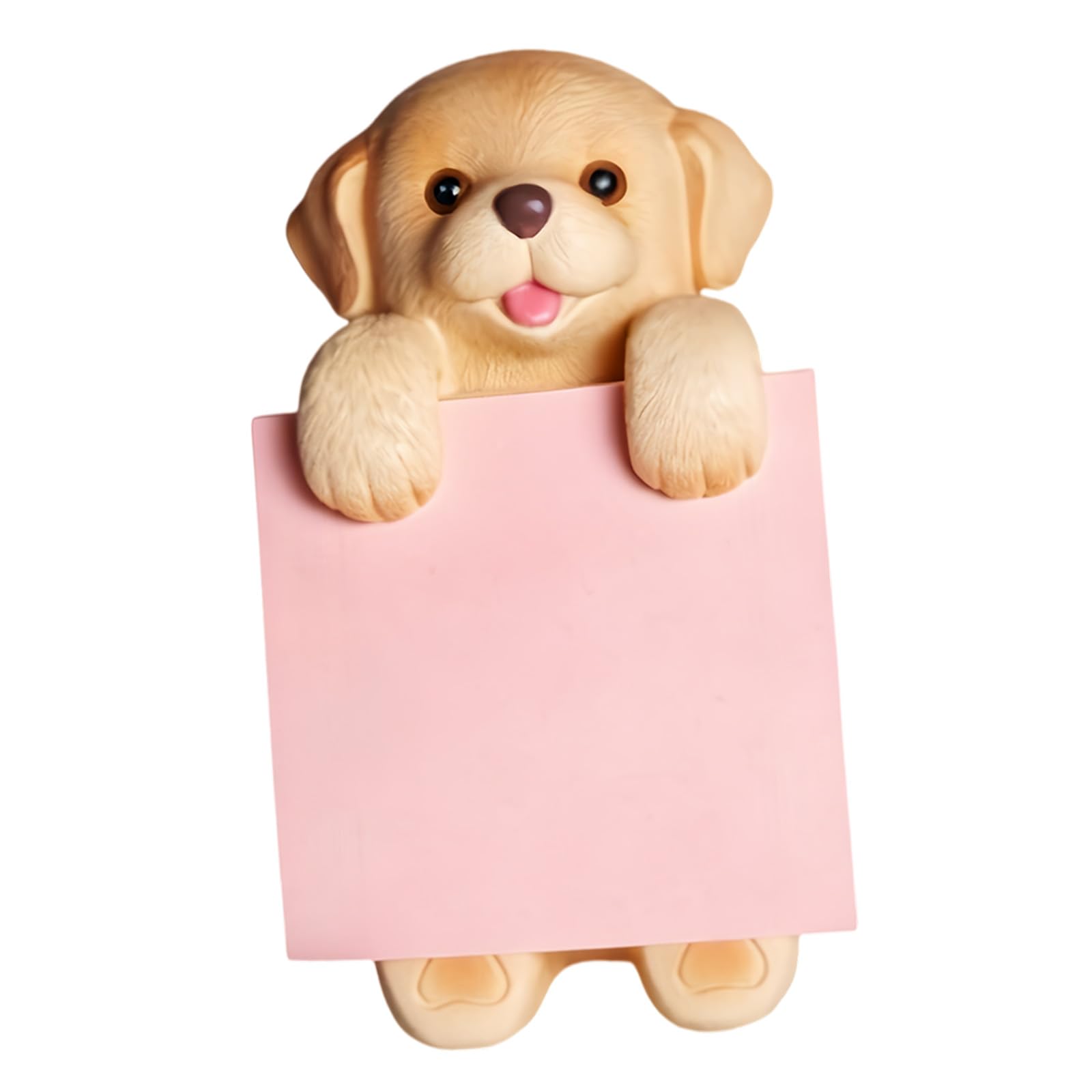 Tsophreniq Hand Carved Canine Shaped Memo Holder Resin Note Paper Dispenser for Tabletop Display in White and Yellow Colors Compact Sticky Note Storage
