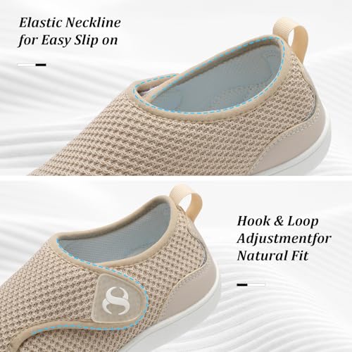 Image of Womens Walking Shoes Comfortable Wide Diabetic Shoes Adjustable Zero Drop Edema Shoe Breathable Neuropathy Nursing Shoes Casual Wide Width Sneakers