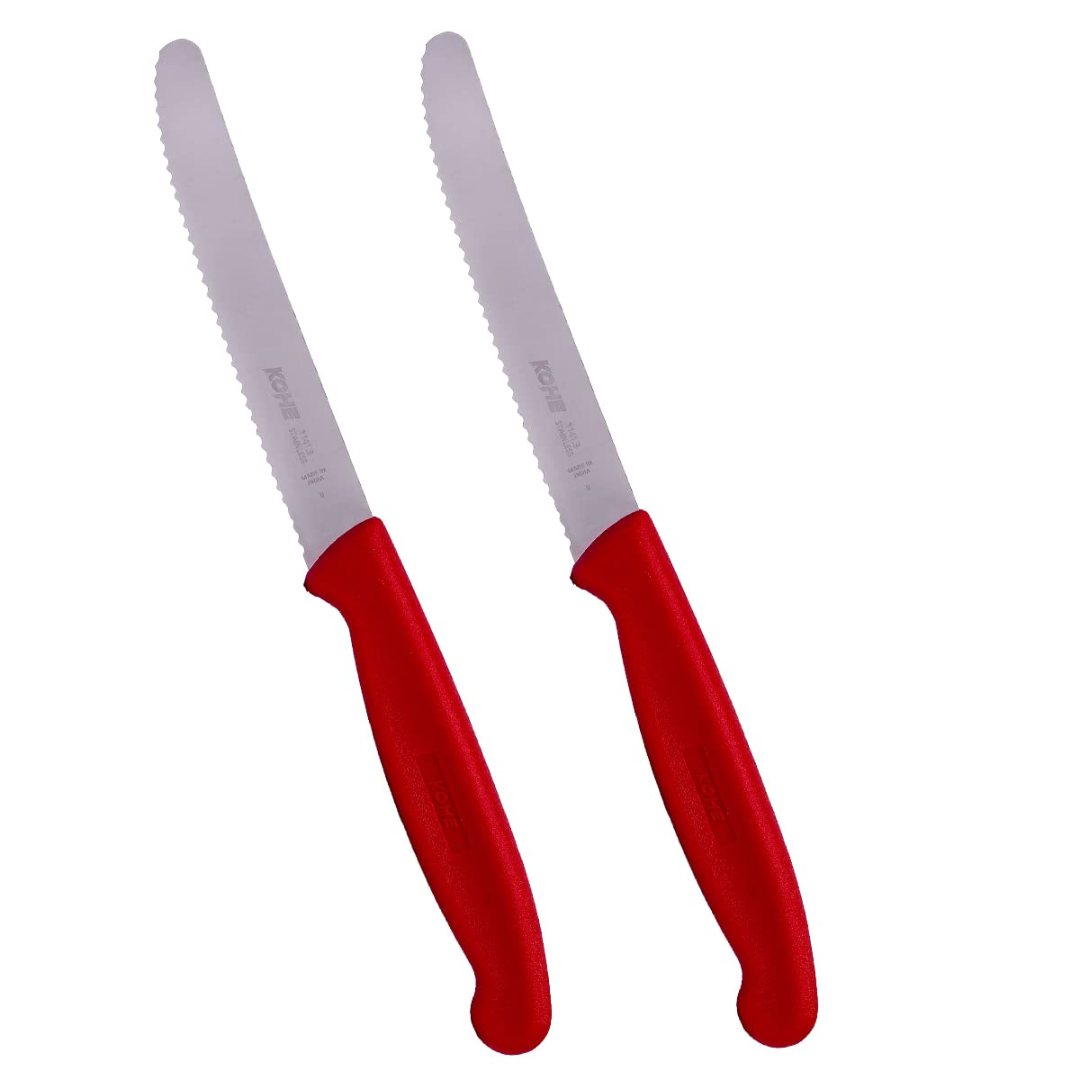 KOHE Stainless Steel Utility Kitchen Knife(Wide Serrated, Pack of 2) for Slicing Fruits & Vegetable (Utility Knife 1141.3 Red) (B09RKQZD1N) Amazon Price History, Amazon Price Tracker