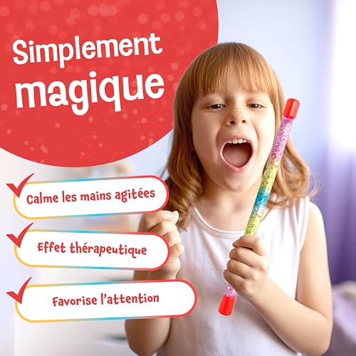 Tiwoca Baguette Magique 31 cm, Magic Wand, Tube sensoriel coloré avec Liquide – Accessoire élégant pour déguisement Enfant: Petite Princesse, fée ou Magicien – Baguette sorciere Enfant – vue 4