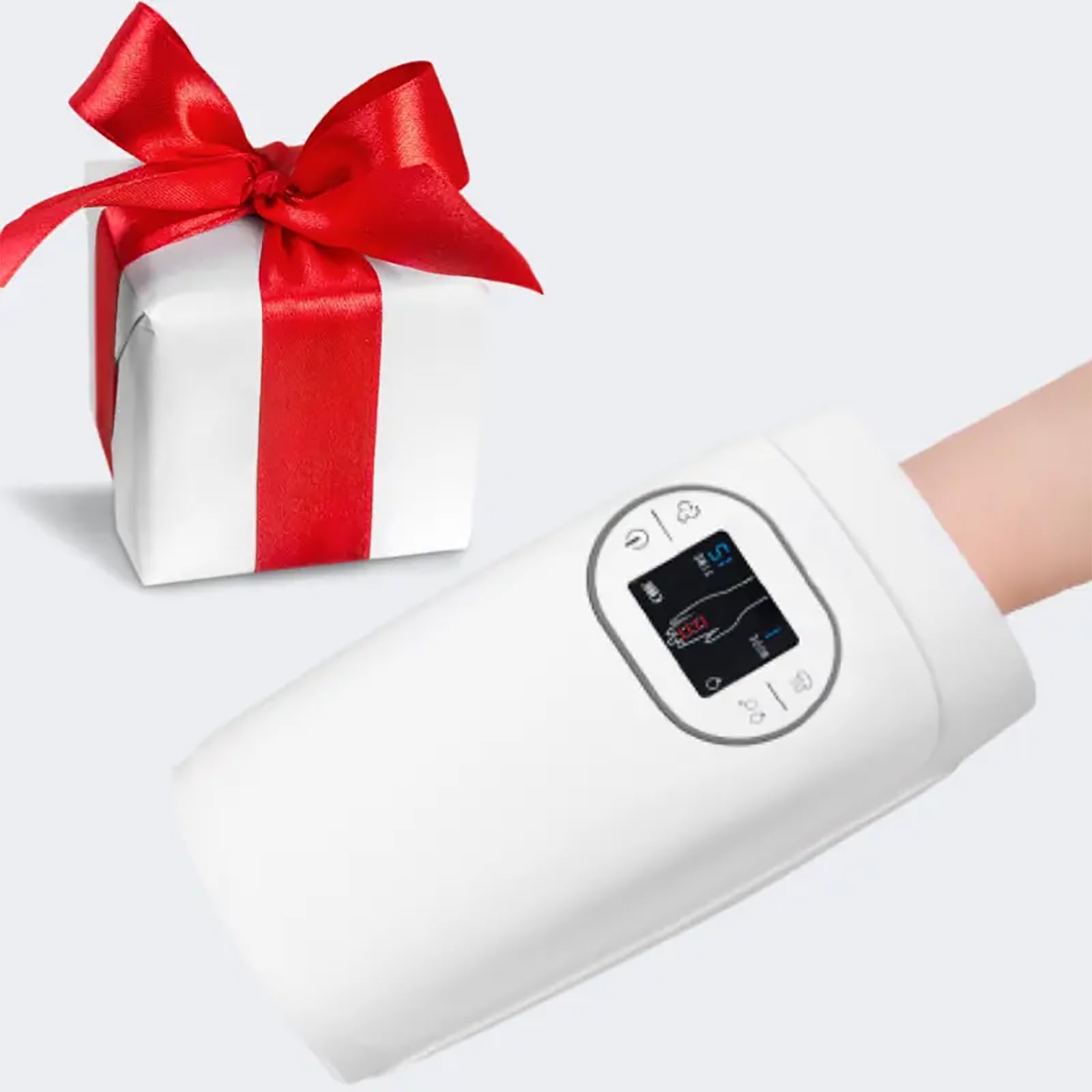 ERICAT Masajeador De Manos Eléctrico, Máquina De Masaje De Manos Inalámbrica con Pantalla LCD, 2 Modos Y 3 Intensidades De Masaje, Apagado Programado De 15 Minutos, para Aliviar El Dolor De Muñeca
