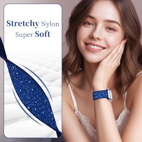 wipalor Sparkly Stretchy Nylon Band Fit Bling Apple Watch Bands for Women - image 5