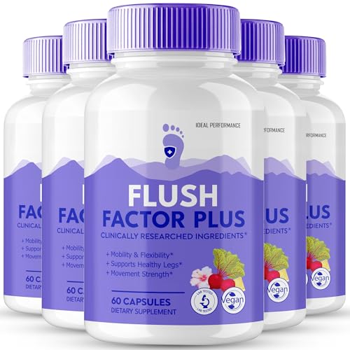 Flush Factor Plus Capsules, FlushFactor Plus Supplement Pills, Flush FactorPlus Maximum Strength, Flexibility & Healthy Legs, FlushFactorPlus Advanced Formula, Flush Factor Plus Reviews (5 Pack)