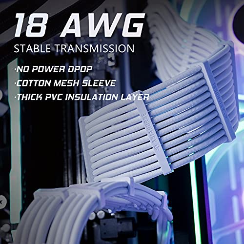 Asiahorse 18Awg Psu Cable Extension Sleeved Custom Mod Gpu Pc Audio Video Power Supply Soft Braided Cables With Two Color Comb Kit 24P/8P To 6+2P/ 8P To 4+4P 30Cm #TOP3