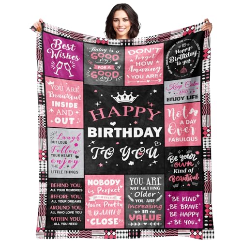 Birthday Gifts for Women - Happy Birthday Decorations Blanket - Gifts for Women Birthday Unique - Womens Birthday Gift Ideas for Her Wife Daughter Mom Sister Friendship - Soft Throw Blanket 50'x60'
