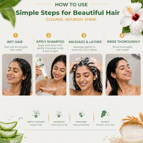 Image of Silk Smooth Shampoo with Aloe Vera, Hibiscus, Rice Water & Hydrolyzed Keratin | Modern Ayurveda Hair Care | For Soft, Smooth & Frizz-Free Hair | Suitable for Men & Women | 200ml