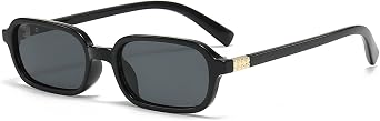 JUDOO Retro Rectangle Sunglasses for Women Men,90s Narrow Slim Cute Glasses | Vintage Rectangular,Trendy Brown Orange Blue Tinted Lens,Black Tortoise,Square,Skinny Chic,Daily,Beach,UV400,Cool Rave Party
