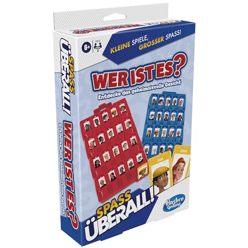 Wer ist es?, Ratespiel für 2 Spieler, kompaktes, klassisches Spiel, deutsche Version für Erwachsene und Kinder ab 6 Jahren, originelles Geschenk und Reisespiel für unterwegs
