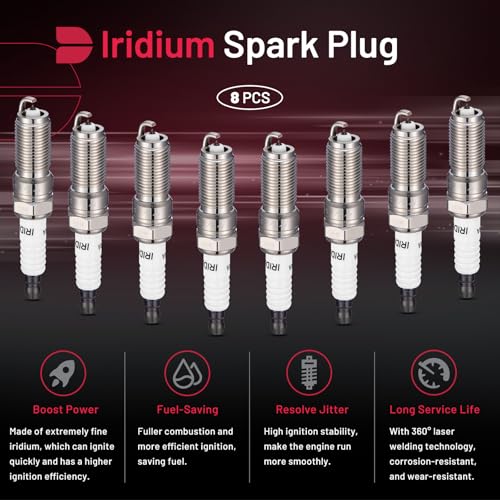Image of BDFHYK 5019 Iridium Spark Plugs Compatible with Cadillac Escalade Escalade ESV,Compatible with Sierra Yukon Canyon Silverado 1500 2500HD 3500HD Tahoe Camaro Suburban 2.0L 3.5L 5.3L 6.0L Set of 8