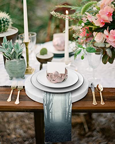 Cloth Napkin, Gothic Forest Absorbent Linen Napkins Reusable Washable Halloween Fog Path Kitchen Table Napkin Cloth Cocktail Napkins For Weddings Party 8 Packs 20 X 20 In #TOP3