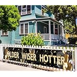 Large Black Gold Older Wiser Hotter Yard Sign Banner, Funny Happy Birthday Banner for 30th 40th 50th 60th 70th 80th Birthday Party Decoration, Funny Black Gold Bday Party Supplies 9.8 X 1.6 ft - Image 3