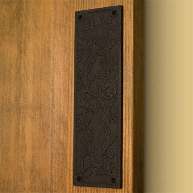 Signature Hardware 248064 Floral 10-1/8" H x 3" W Iron Push Plate - Black Powder Coat