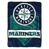MLB Seattle Mariners Royal Plush Raschel Throw, One Size, Multicolor