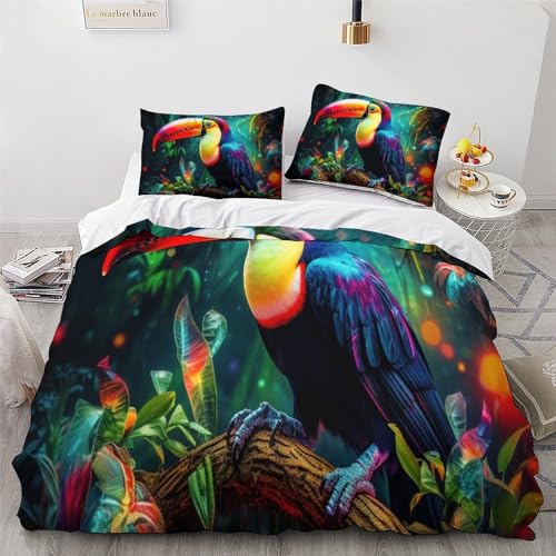 Parure de lit toucans avec housse de couette king en microfibre - 4