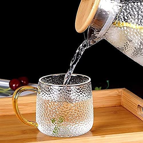 Image of Glass Coffee Tea Milk Mug with Golden Handle for Home Office and Traveling Espresso Chocolate & Beverage, Mocha, Fruit Drink, Shake, Cappuccino Mug 400 ML