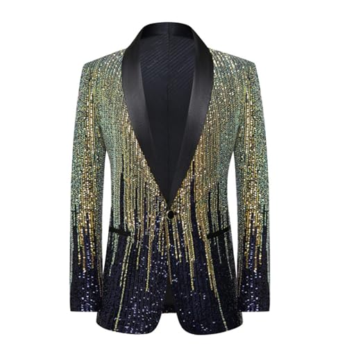 Xiaojmake Mens Sparkle Sequin Blazer Disco Prom Suit Jacket Shiny Party Wedding Tuxedo Banquet Celebration Fashion Sport Coat