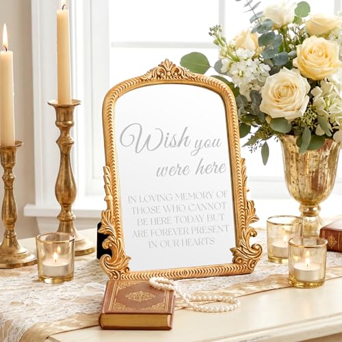 Bucherry Vintage Wedding Memorial Sign with Mirror In Loving Memory...