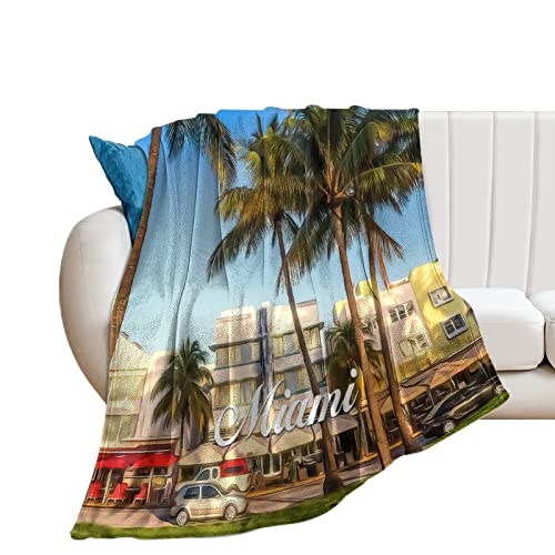 Couverture en flanelle Miami douce pour soirées canapé et camping