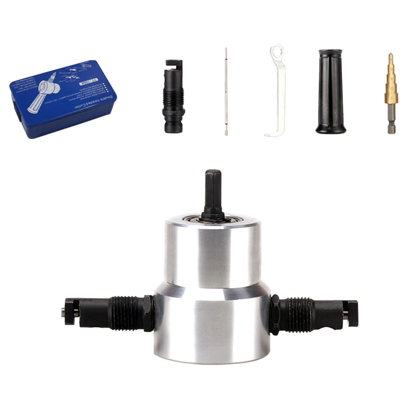 REDYY Sheet Metal Nibper,Professional Double Head Metal Bedspread Cutter Drill 360 Degree Rotations Frees Cutting Tool for Metal Plate