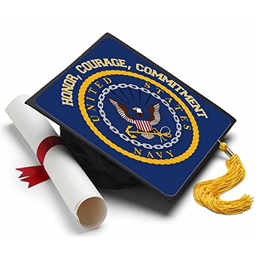 Tassel Toppers Navy - - Graduation Caps For Future Navy Recruits - Decorated Grad Caps (Honor Courage) #TOP14