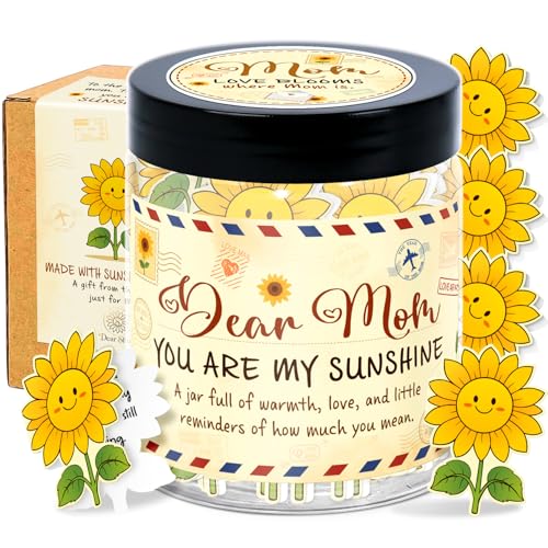 DEARSHINE Birthday Gifts for Mom from Daughter – You Are My Sunshine Gift - Mom Gifts From Daughter, Son - Mothers Day Gift for Mother in Law, Stepmom - 60 Positive Sunflower Affirmation Cards