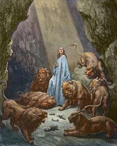 Poster Gustave Doré tableau vintage Daniel dans la fosse aux lions art mural chambre 60x90