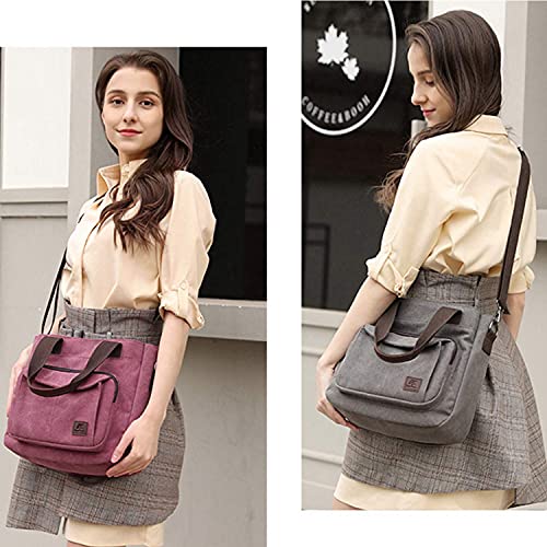 Bolso Tote de lona para mujer multi bolsillo miniatura 5