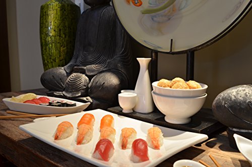 Set de 2 platos barco sushi de porcelana blanca miniatura 4