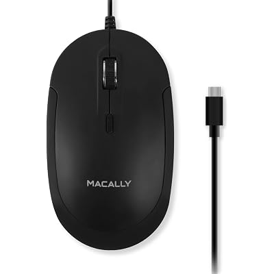 Macally Wired USB C Mouse for Mac and PC - Slim, Quiet, and Reliable - 4 DPI Mode Type C for Laptop, MacBook Pro/Air, iMac - Wired Mice USBC
