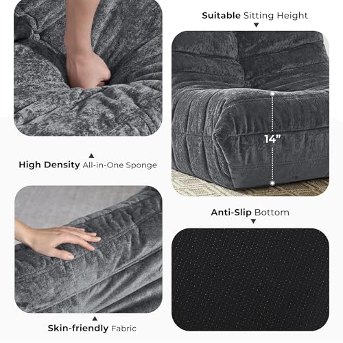 Image of HABUTWAY Giant Bean Bag Chairs Loveseat for Adults,2 Seater,Grey