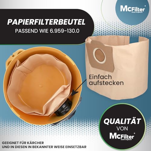 McFilter I 20 Staubsaugerbeutel + 2 Filter für Kärcher A2604, A2204, A2254, A2200, A2201, A2206, A2231, A2236, A2251, A2500, A2504, A2534, A2554, A2654, A2656, A2675