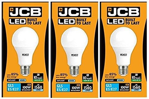Image of JCB LED 3 X 15 W Screw Cap GLS Daylight 6500K Lightbulb 100W Replacement ES E27 LED [Energy Class A+]
