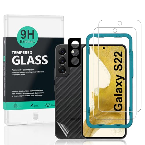 Ibywind ガラスフィルム Samsung Galaxy S22 5G 用強化 ガラス 保護 フィルム 2枚セット カメラレンズプロテ クター付き(金属材料) 背面保護フィルム付き 簡単装着キット付き