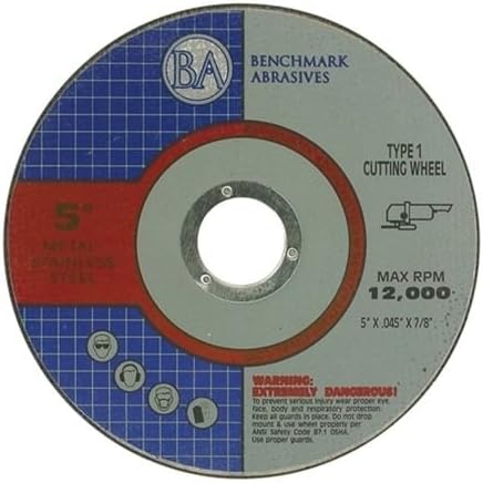 Benchmark Abrasives 5" Pro Metal Self-Sharpening Steel Cutting Cutoff Wheel 0.045" Thick 7/8" Arbor, Angle Grinder Wheel, Aluminum Cutting Grinding Wheel- 25 Pack