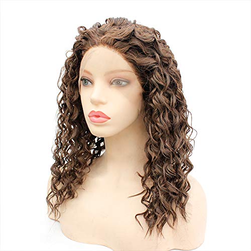 Wig Caps For Women Mixed Brown Small Curly Long Curly Hair Heat-Resistant Before Lace Fake 22Inch