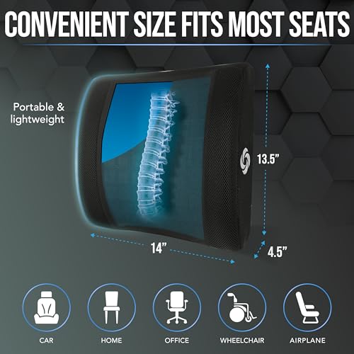 Image of Samsonite SA6086 - Lumbar Support Pillow with Cooling Gel [Cooling Effect is subjective, and Varies by Personal Sensitivity] - Helps Relieve Lower Back Pain - Premium Memory Foam - Fits Most Seats