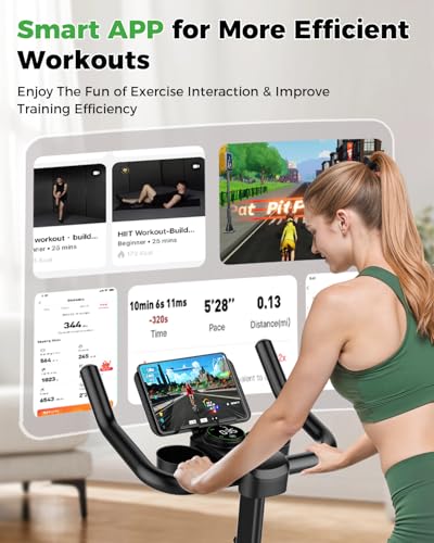 MJWW Exercise Bike for Home Gym Use, Magnetic Resistance Spin bike with Smart APP, 1-32 Level Adjustable, 136KG Weight Capacity, Ultra-Quiet Stationary Bike with LCD Display and Tablet Holder - Image 3