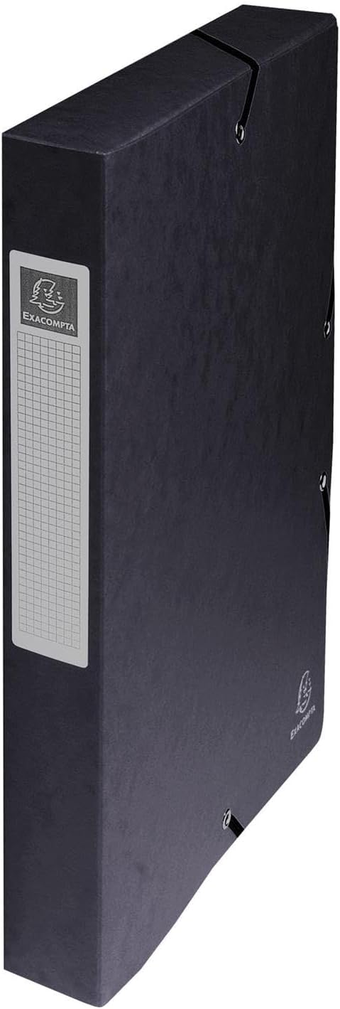 Exacompta - Ref 50400E - Elasticated Filing Boxes - 240 x 320mm in Size, Suitable for A4 Documents, 40mm Spine with Label - Assorted Colours (Pack of 8)