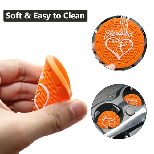 Portavasos para carro 2 piezas diámetro 2.75 in naranja miniatura 5