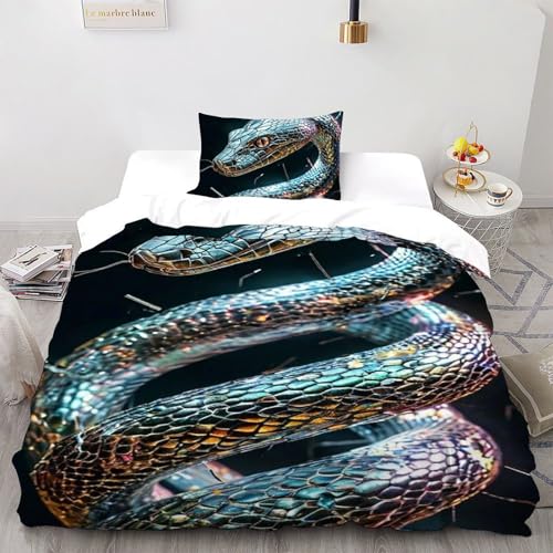Housse de couette serpent imprimé 3D finitions haut de gamme 135x200 - 2