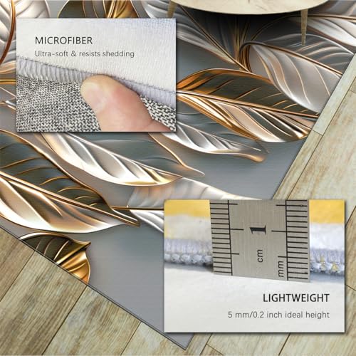 Tapis abstrait or et argent à grand poil style scandinave chic 60x90