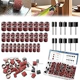 Sunxeke Sanding Drum Set for Dremel Rotary Tools-Includes 120 Aluminum Oxide Sanding Sleeves for Drum Sanders(120Grit) and 12 Drum Mandrels-Sanding Bits Tool Accessories with Box