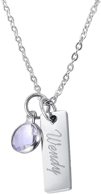 Personalized 3D Bar Necklace Custom Totem Pendant with Diamond & Birthstone Options