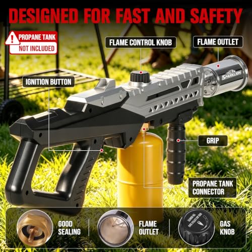 Powerful Propane Torch Gun, Adjustable Flame Thrower Gun for BBQ, Charcoal Lighter, Steak Searing, Campfire, Fire Pit, Outdoor Cooking (Tank Not Included) - image 2