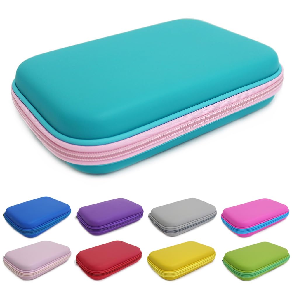 Fashion Stationery Pencil Cases for Boys Girls Kids Teenagers Large Hard Pencil Case Hardtop Hard Shell Case Travel Box Kids Girls Boys Gaming Device Storage Case (Turquoise)