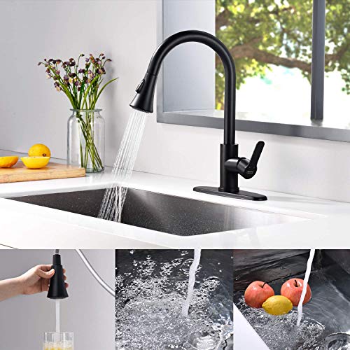 Amazing Force Matte Black Kitchen Faucet With 1 Alternative Pull Down Spray Head #TOP7
