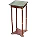 28"H WOODEN CHERRY WOOD Phone or Plant STAND w/ Square Green Marble Top