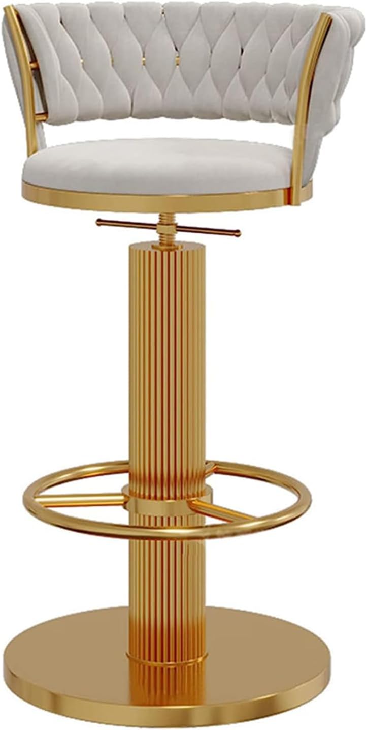 Swivel Bar Stools, Modern Counter Bar Chairs, with Upholstered and Height Adjustable Barstools, for Kitchen Breakfast Shop High Stool, Load 150kg(Color:White)