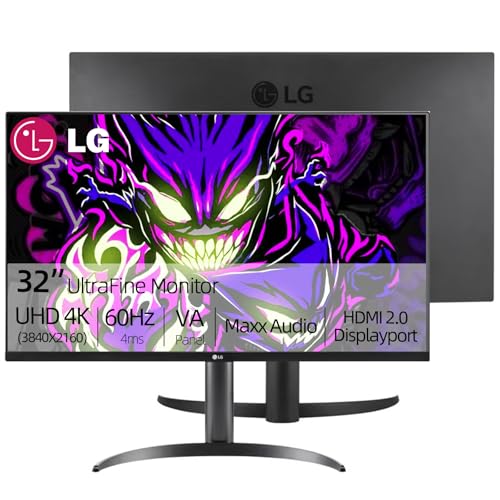 Image of LG 32 inch 4K UHD(3840 x 2160) Ultrafine Monitor, 60Hz, HDR10, 90% DCI-P3, Dynamic Action Sync, Dual Controller, Black Stabilizer, Flicker Safe, HDMI & DisplayPort, Pivot /Height /Tilt Adjustment, Black